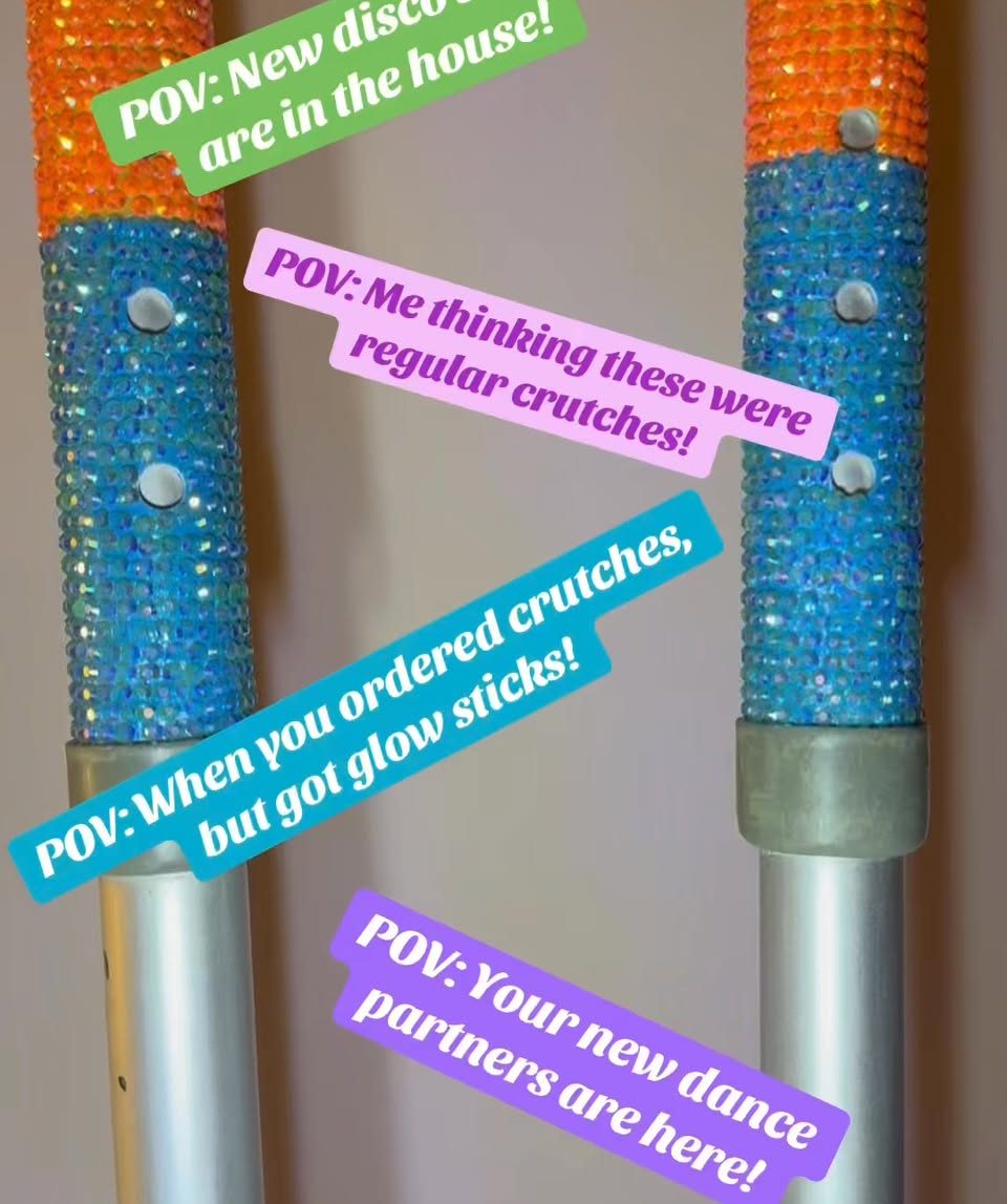 Custom Rainbow Rhinestone Crutches Custom Rainbow Rhinestone Crutches